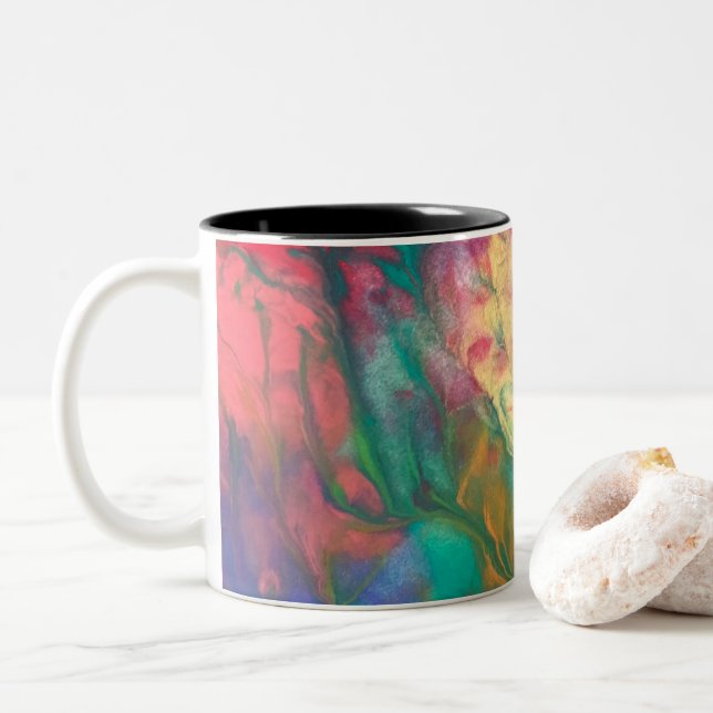 Rainbow Coffee Mug Boho Colourful Tea Beverage Cup (With Donut)