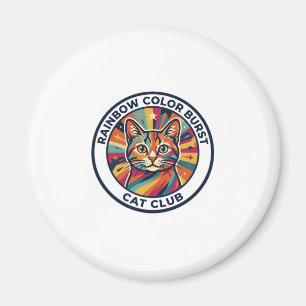 Rainbow Color Burst Cat Cute Kitty Design - Rainbo Magnet