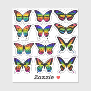 Rainbow color butterfly sticker pack
