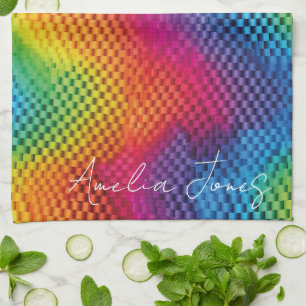 Rainbow Color Geometry Tea Towel