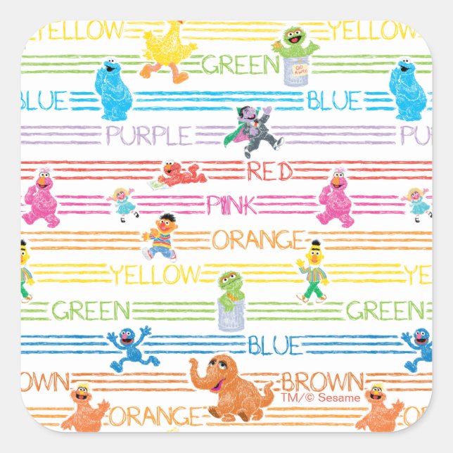 Rainbow Color Sesame Pals Pattern Square Sticker (Front)