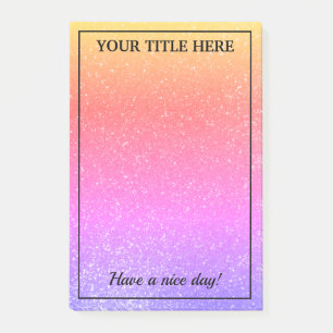 Rainbow color sparkly glitter Post-it® notes
