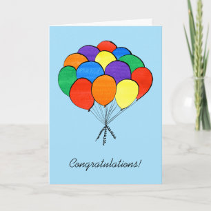Rainbow Colored Balloons—Congratulations Card