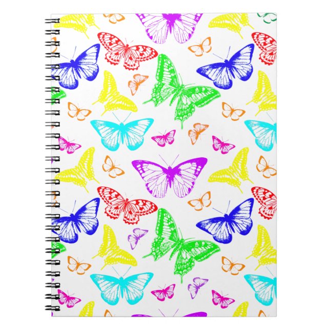 Rainbow Colored Butterflies Flying Notebook (Front)
