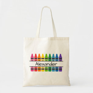 Rainbow Colored Crayons Personalized Tote Bag