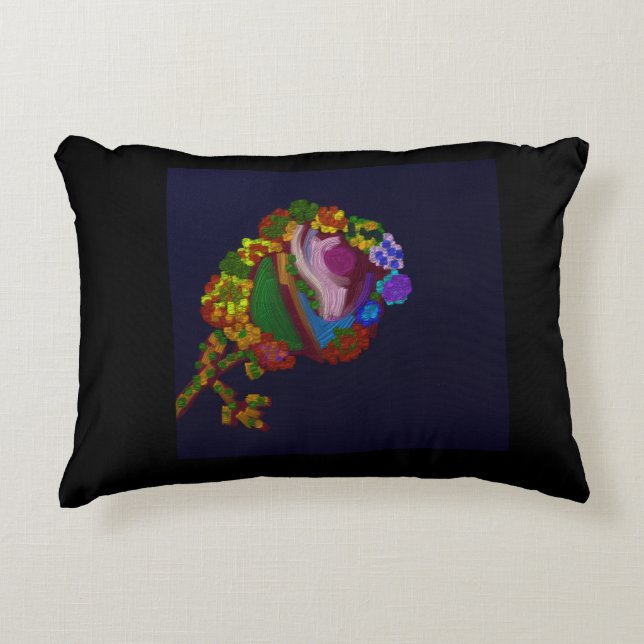 Rainbow Colored Floral Accent Pillow (Front)