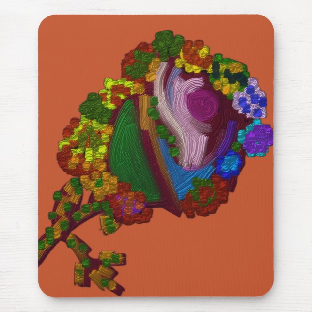 Rainbow Colored Floral  Mouse Mat (Front)