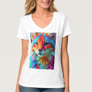 Rainbow Colored Furry Cat-68587 T-Shirt
