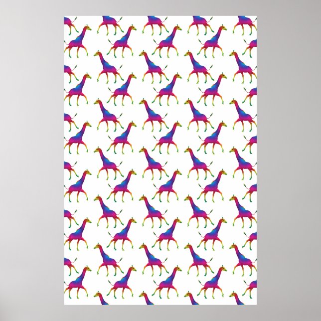 Rainbow Colored Giraffe Poster (Front)