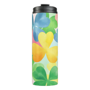 RAINBOW COLORED IRISH CELTIC SHAMROCKS THERMAL TUMBLER
