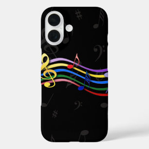 Rainbow Colored Music Notes iPhone 16 Case