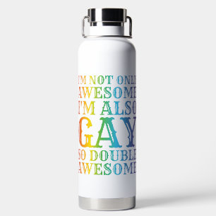 RAINBOW COLORED POSITIVE PRIDE SAYING WATER BOTTLE