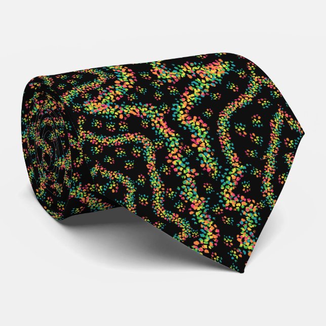 Rainbow Colored Seurat Style Pointillism Pattern  Tie (Rolled)