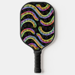 Rainbow Colored String Rope Repeating Pattern Art Pickleball Paddle