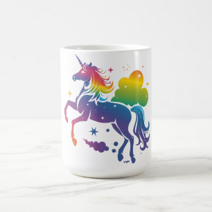 Rainbow colored unicorn design coffee mug