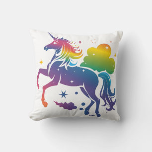 Rainbow colored unicorn design cushion