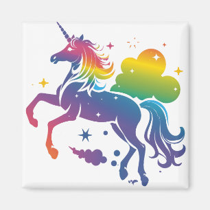 Rainbow colored unicorn design magnet