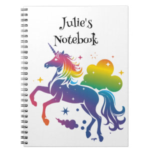 Rainbow colored unicorn design notebook