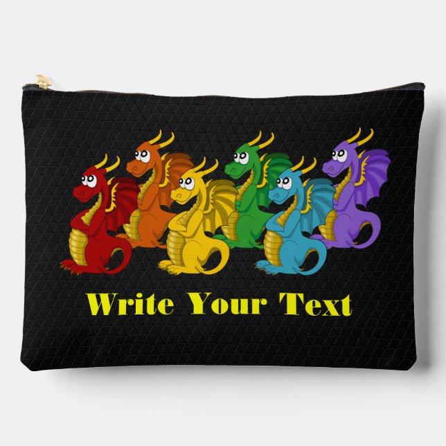 Rainbow colorful dragons cartoon  accessory pouch (Front)