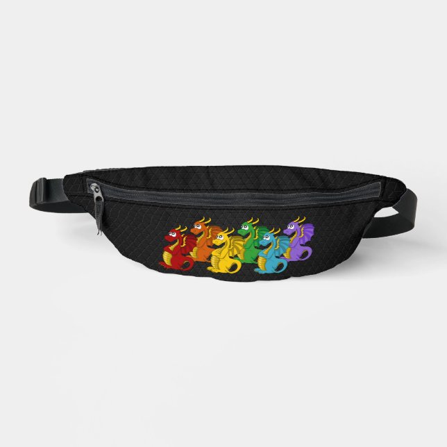 Rainbow colorful dragons cartoon  bum bags (Front)