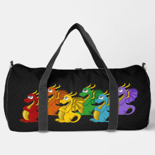 Rainbow colorful dragons cartoon duffle bag