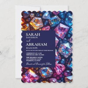 Rainbow Colorful JEwels Wedding Invitation