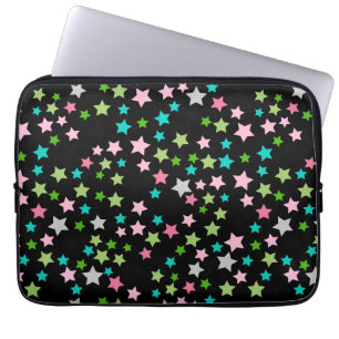 Rainbow Colorful Stars Black Starry Night Laptop Sleeve