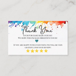Rainbow colors business thank you homemade business card