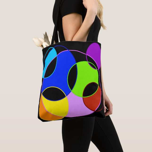 Rainbow colors circles design tote bag (Close Up)