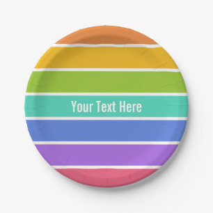 Rainbow colors custom paper plates