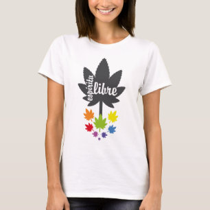 Rainbow colors leaf free spirit. Vector plant T-Shirt