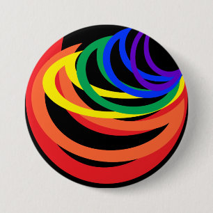 Rainbow Colour Abstract Crescent Button