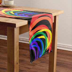 Rainbow Colour Abstract Crescent Short Table Runne Runner
