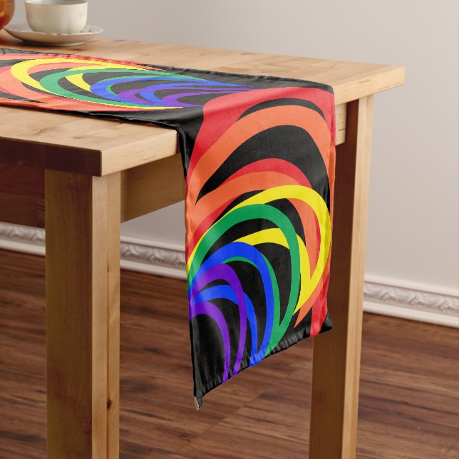 Rainbow Colour Abstract Crescent Short Table Runne Short Table Runner (In Situ)
