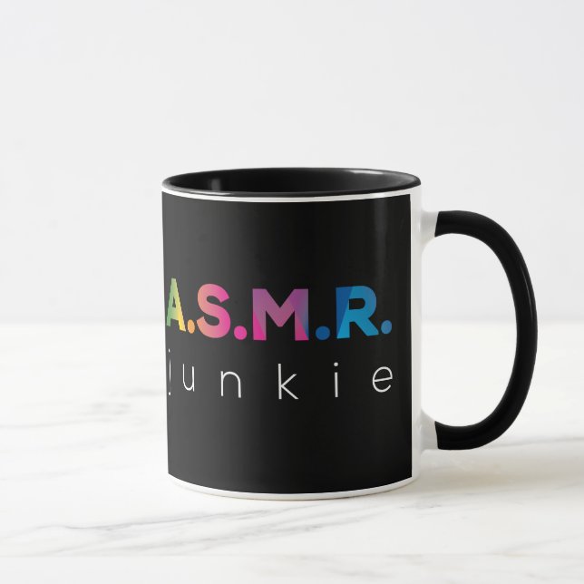 Rainbow colour ASMR junkie Black Edition Mug (Right)