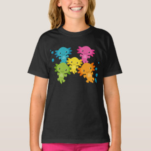 Rainbow Colour Axolotl Family Youth Girls Shirt
