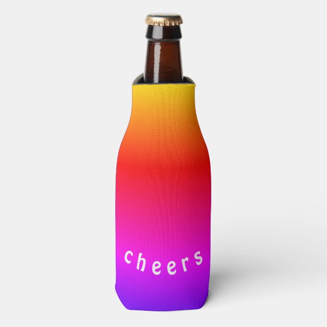 Rainbow Colour Bottle Cooler Cheers - Custom Text (Bottle Front)