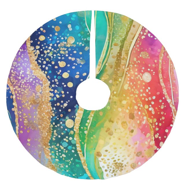 Rainbow Colour  Brushed Polyester Tree Skirt (Front)