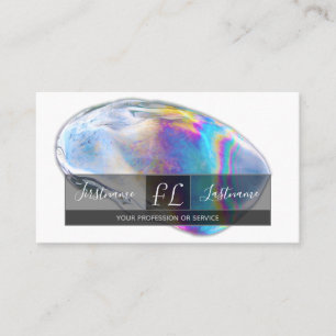 Rainbow colour bubble mental health coach monogram business card