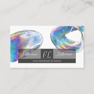 Rainbow colour bubble mental health coach monogram business card