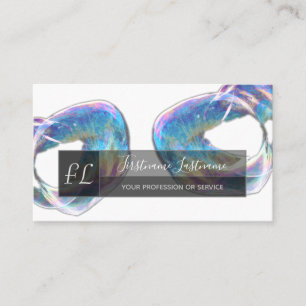 Rainbow colour bubble organic yoga teacher monogra business card