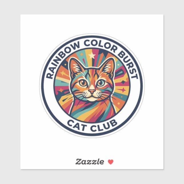 Rainbow Colour Burst Cat Cute Kitty Design - Rainb (Sheet)