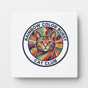 Rainbow Colour Burst Cat Cute Kitty Design - Rainb Plaque