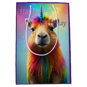 Rainbow Colour Capybara Unicorn, Medium Gift Bag