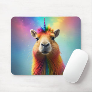 Rainbow Colour Capybara Unicorn, Mouse Mat