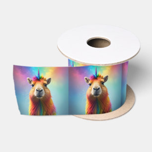 Rainbow Colour Capybara Unicorn,  Satin Ribbon