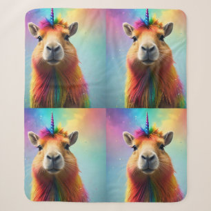 Rainbow Colour Capybara Unicorn, Sherpa Blanket