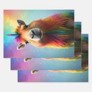 Rainbow Colour Capybara Unicorn, Wrapping Paper Sheet