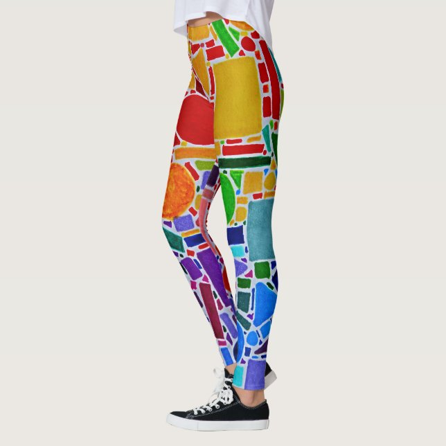 Rainbow Colour Chart modern abstract art Leggings (Left)