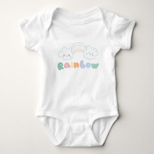 Rainbow Colour Clouds Green Pink Blue Green White Baby Bodysuit